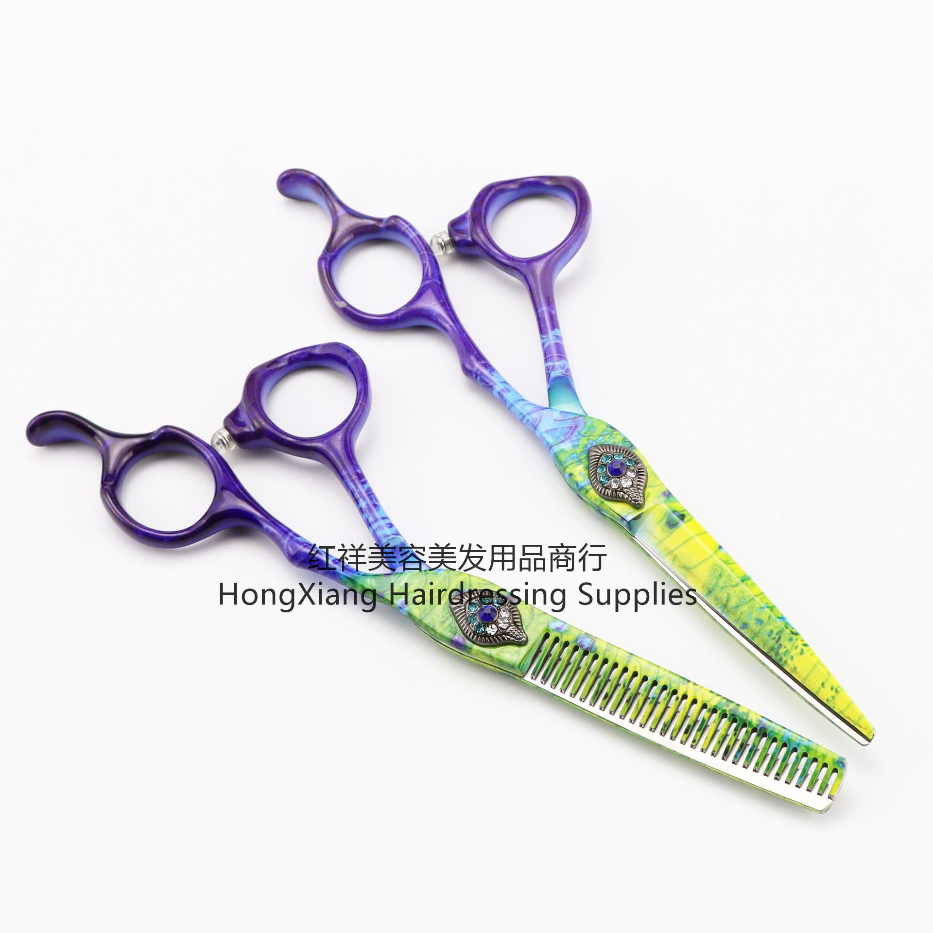 6.0 inch color ceramic hair scissors Hair scissors Flat cut bangs scissors teeth scissors thin