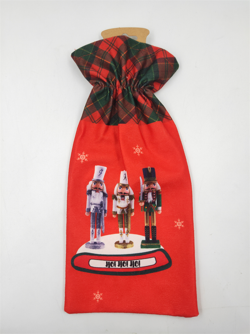 Cheung Chau Christmas Christmas New Party Supplies Christmas Decorations Christmas Cartoon Printed Wine Bag Christmas Decoration Wine Bottle Sleeve