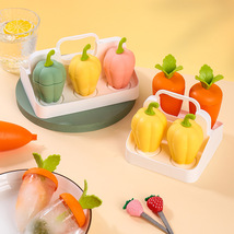 S42-XJ8284奶茶杯四格冰模蔬菜造型六格冰模胡萝卜甜椒冻冰棍模具