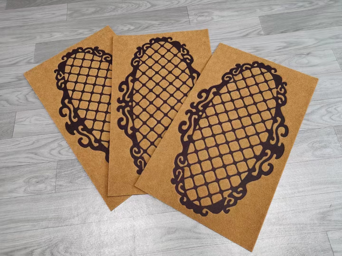 Thick PVC base thick-thread imitation coconut palm two-color embossed floor mat, rubbing mat, door mat, foot mat, indoor mat, household mat, and mud scraper mat, 6mm thick, 45*75CM in size, with multiple patterns to choose from details Picture