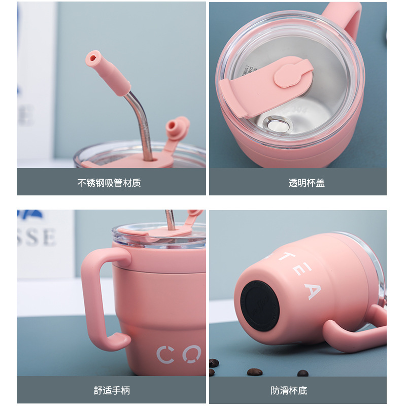S98-YHSQ6002高颜值手柄吸管杯不锈钢咖啡杯保温杯水杯马克杯带盖详情图3