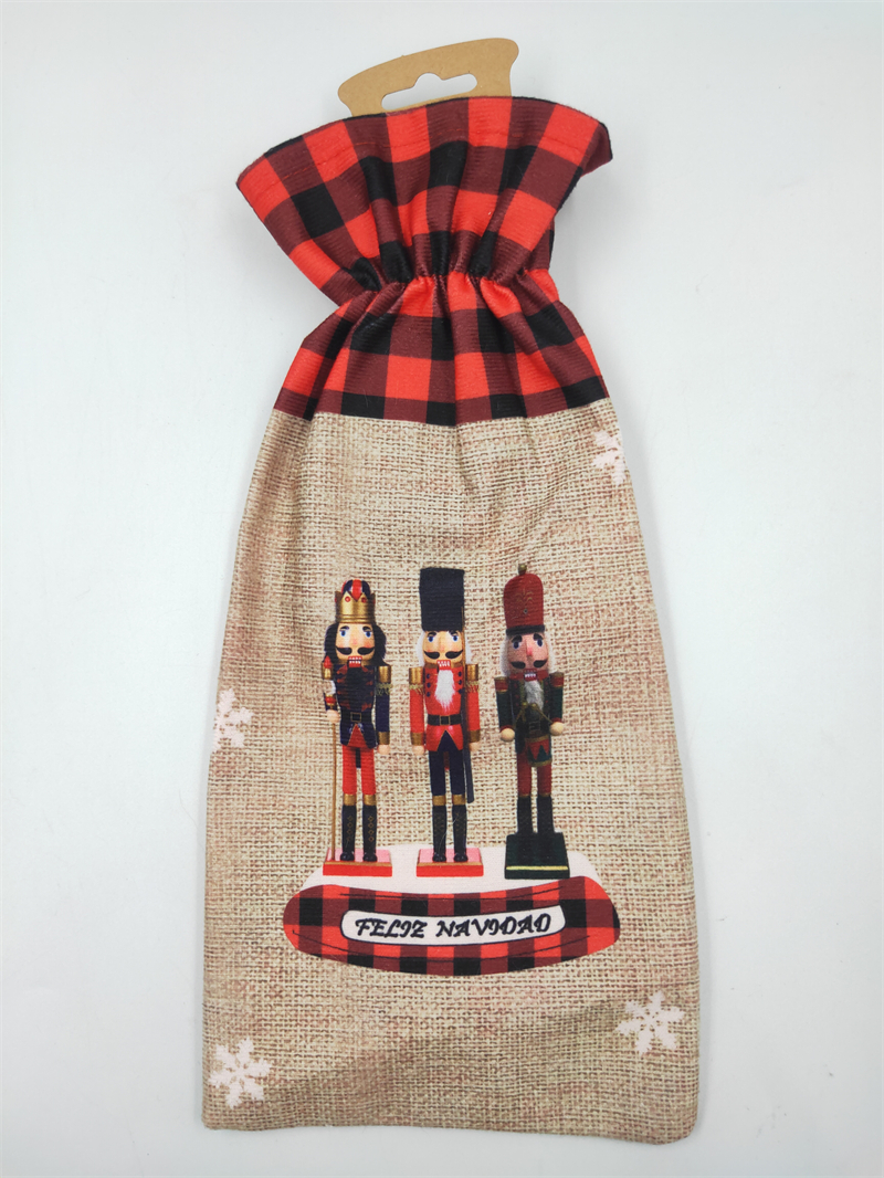 Cheung Chau Christmas Christmas New Party Supplies Christmas Decorations Christmas Cartoon Printed Wine Bag Christmas Decoration Wine Bottle Sleeve details Picture