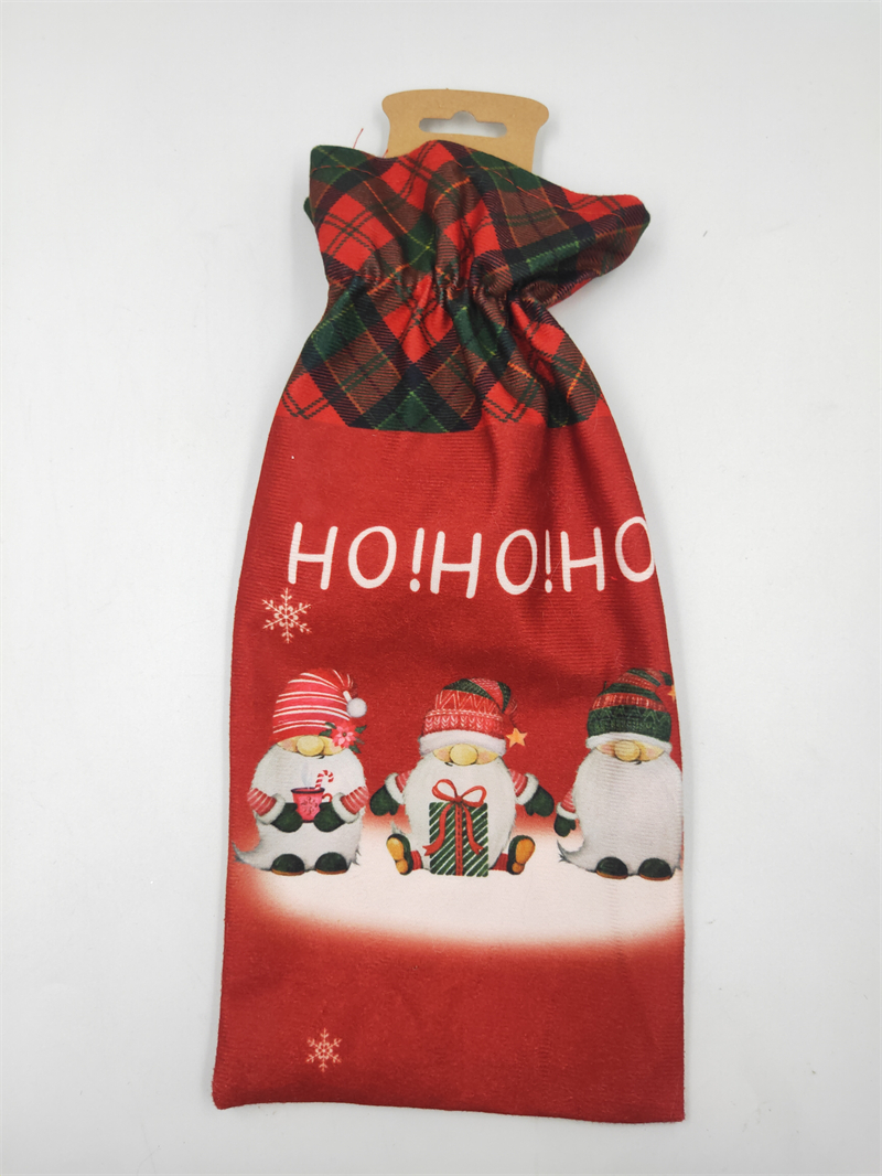 Cheung Chau Christmas Christmas New Party Supplies Christmas Decorations Christmas Cartoon Printed Wine Bag Christmas Decoration Wine Bottle Sleeve Item Picture