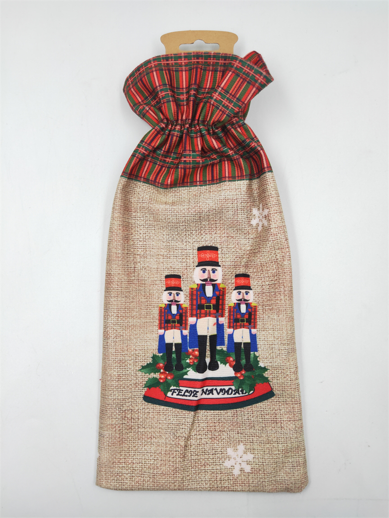 Cheung Chau Christmas Christmas New Party Supplies Christmas Decorations Christmas Cartoon Printed Wine Bag Christmas Decoration Wine Bottle Sleeve Specification drawing