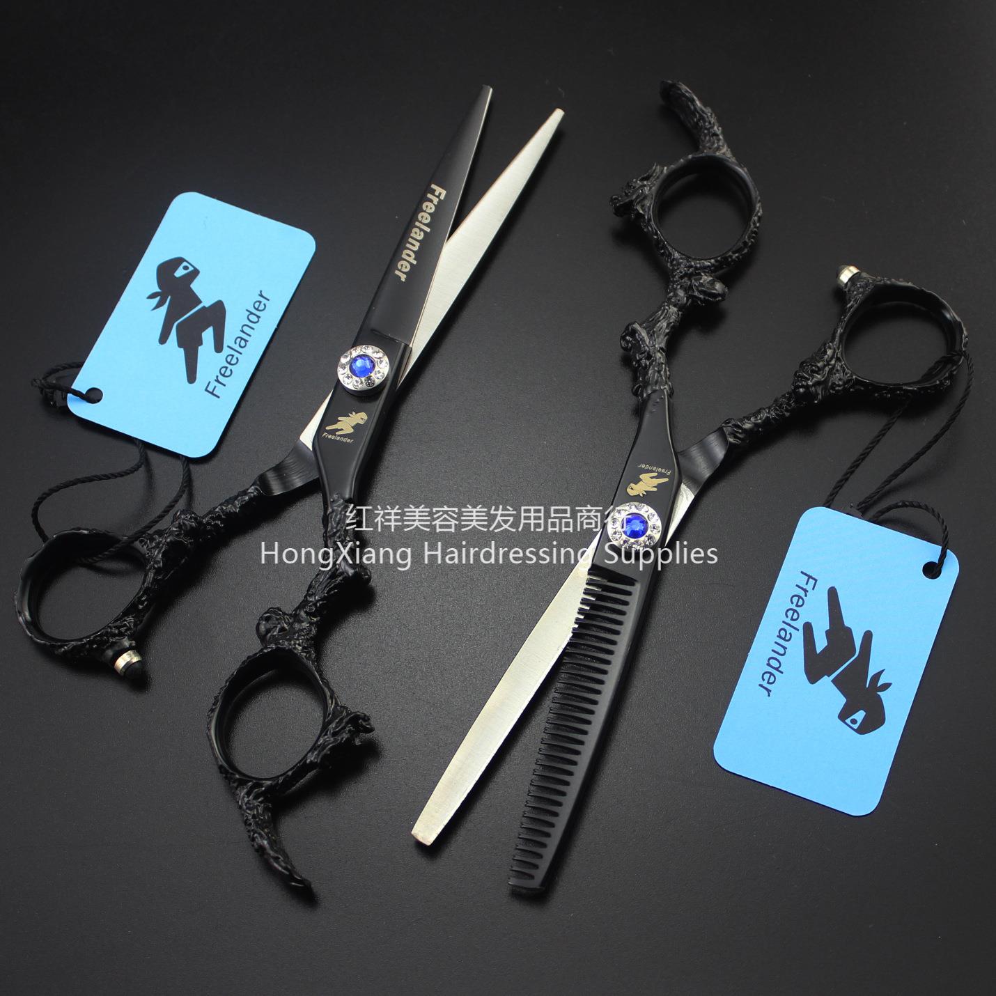 6.0 inch black baking paint strange dragon handle hair scissors Hair scissors flat scissors teeth scissors