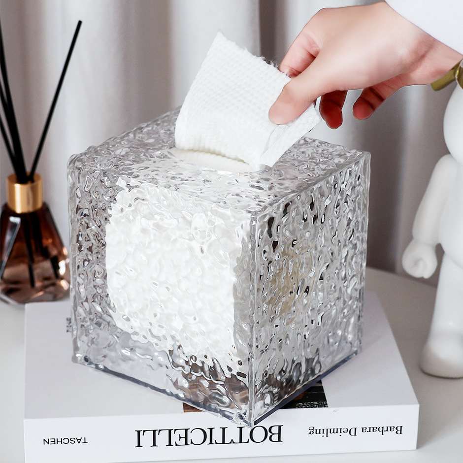 T38-W0046 High-end desktop tissue box, water ripple tissue box, bathroom wall-mounted tissue storage box, roll paper storage box Application Scenario