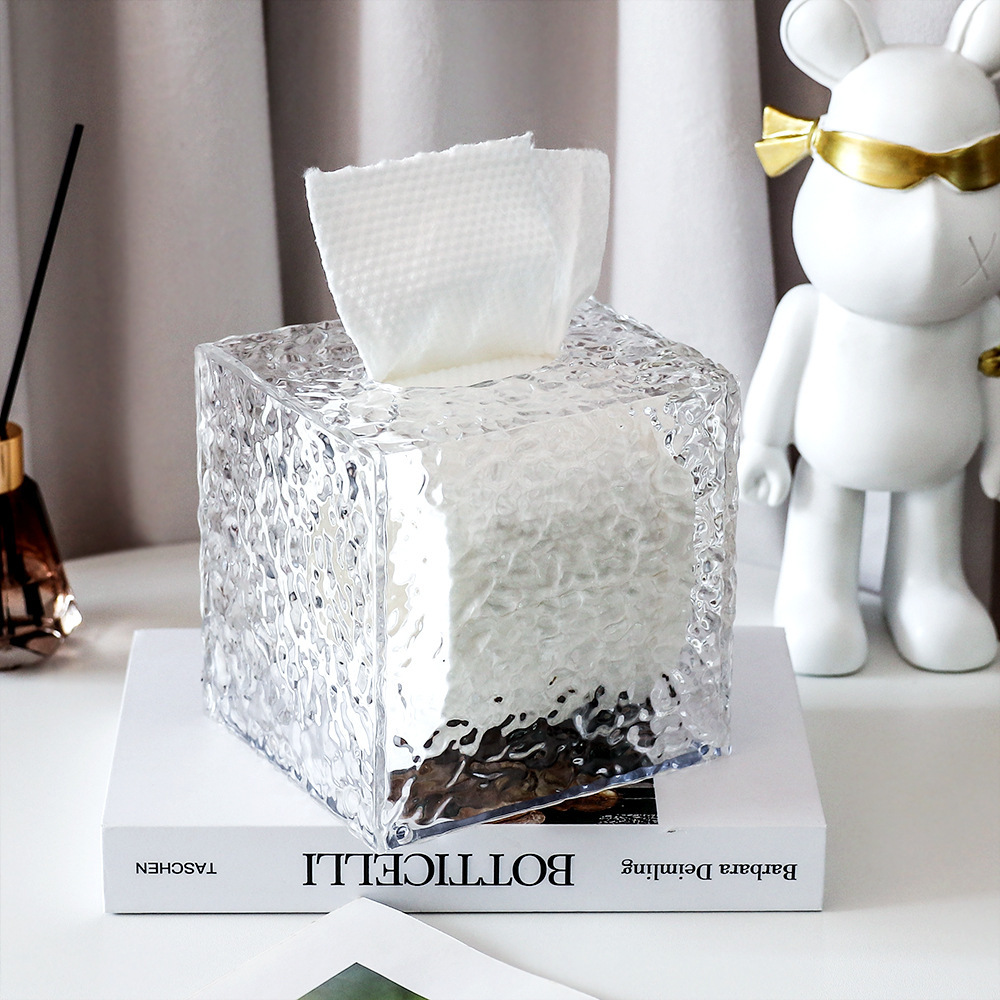 T38-W0046 High-end desktop tissue box, water ripple tissue box, bathroom wall-mounted tissue storage box, roll paper storage box Item Picture