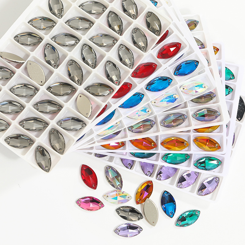 Shangli Manufacturers Direct Sales High-End Flat Buckle Flat Horse Eye Hand Sewing Drill K9 Crystal Glass Super Flash No Scratch Box Packaging High Product Clothing Wedding Dance Dress Diy Universal Diamond-Like Accessories (Other Colors Contact Customer Service) Specification drawing