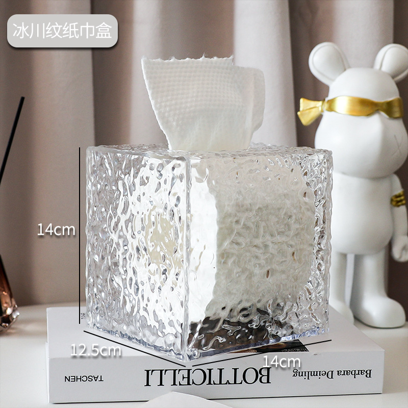 T38-W0046 High-end desktop tissue box, water ripple tissue box, bathroom wall-mounted tissue storage box, roll paper storage box details Picture