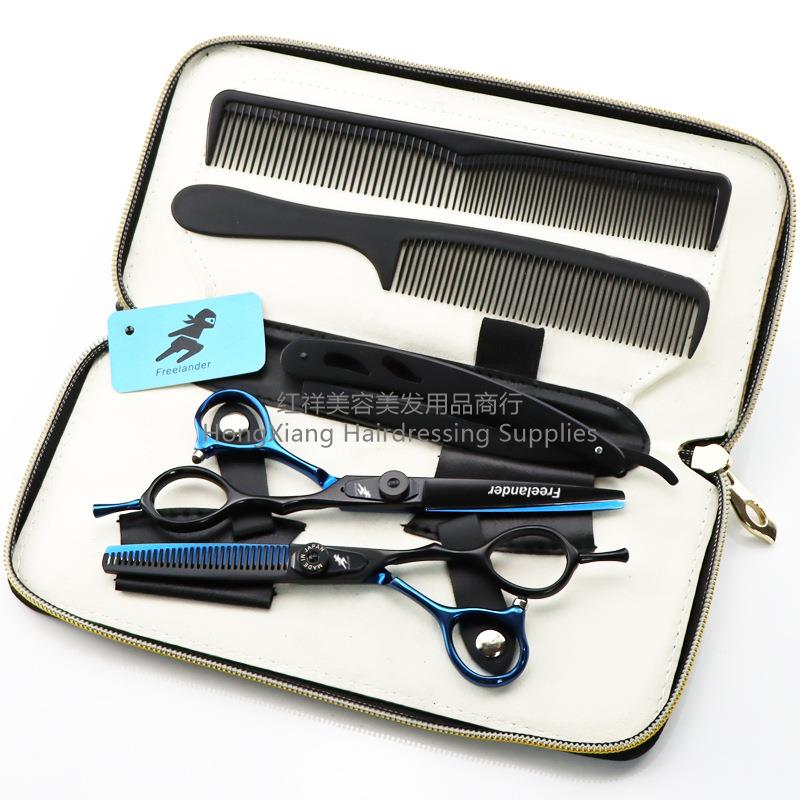 6.0 inch color half hand Hair scissors set Hair scissors Flat cut bangs cut teeth scissors thin