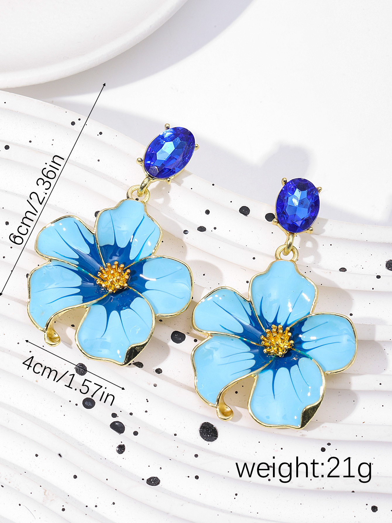 New European and American fashionable, simple and elegant floral trendy women's alloy oil drip and diamond set peach blossom women's earrings cross-border jewelry Application Scenario