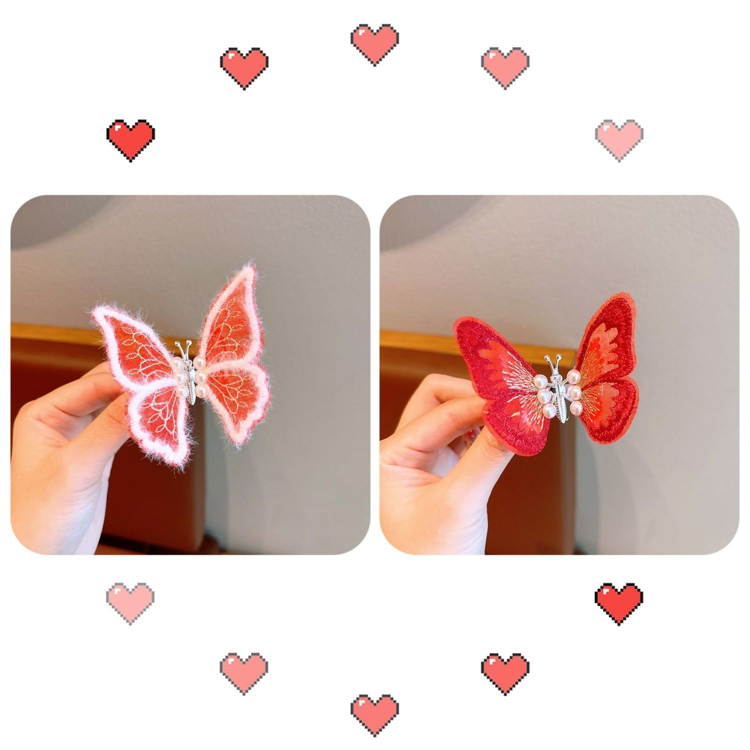 喜庆中国风遥一遥蝴蝶发夹 大红刺绣蝴蝶发饰详情图11