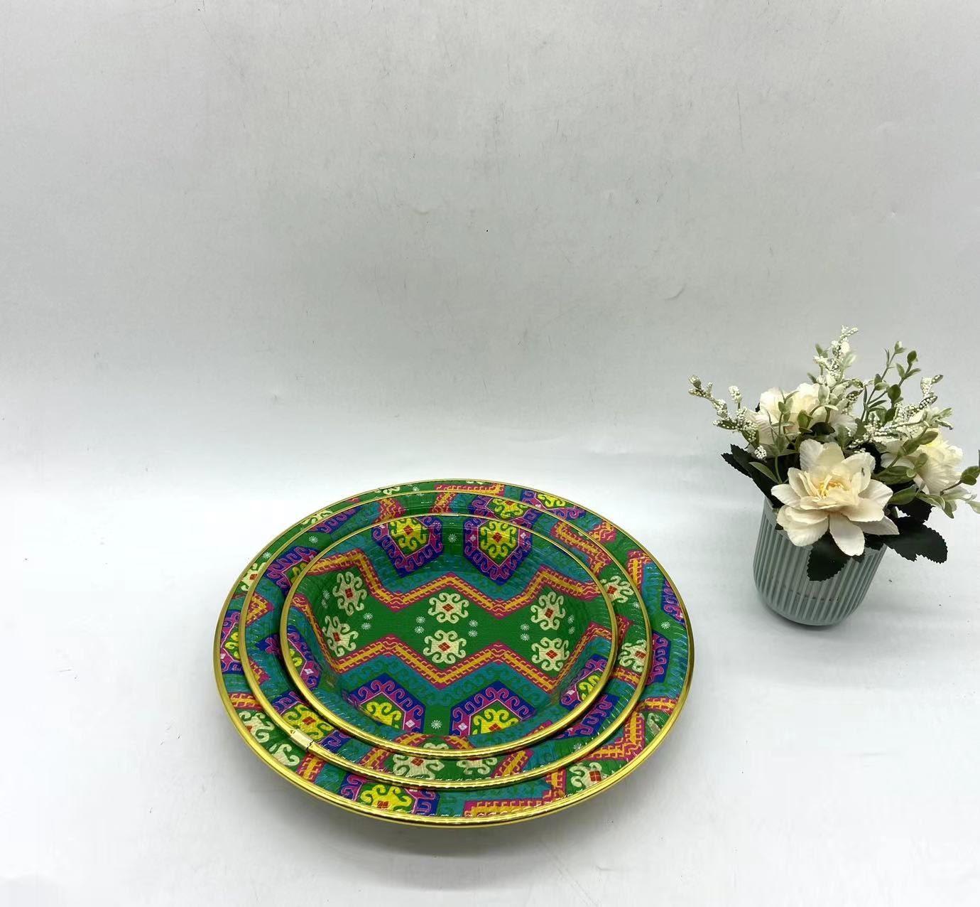 Plates Foreign trade printed plastic plates disposable plates household dishes Pasta salad plate fruit plate