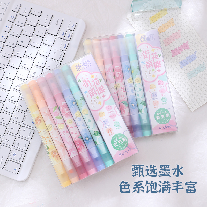 Double Head Flower Scent Highlighter Color Highlight Mark Eye Care Students Children Large Volume Fun Club details Picture