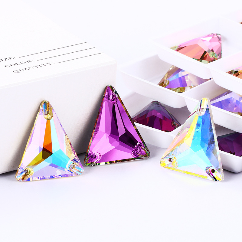 Shangli Manufacturers Direct Sales Of High-End Flat Buckle Flat Triangle Hand Stitched Drill K9 Crystal Glass Super Flash Non-Scratch Box Packaging High Product Dress Wedding Dance Dress Diy Universal Diamond-Like Accessories (Other Colors Contact Customer Service) details Picture