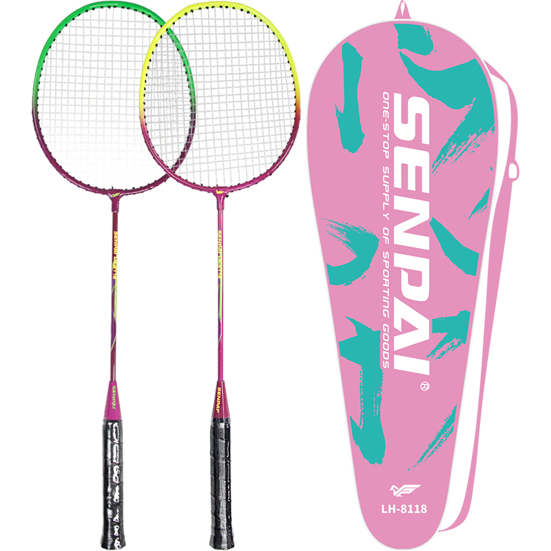 铁分体羽拍/铁合金双拍/双人训练健身羽毛球拍白底实物图