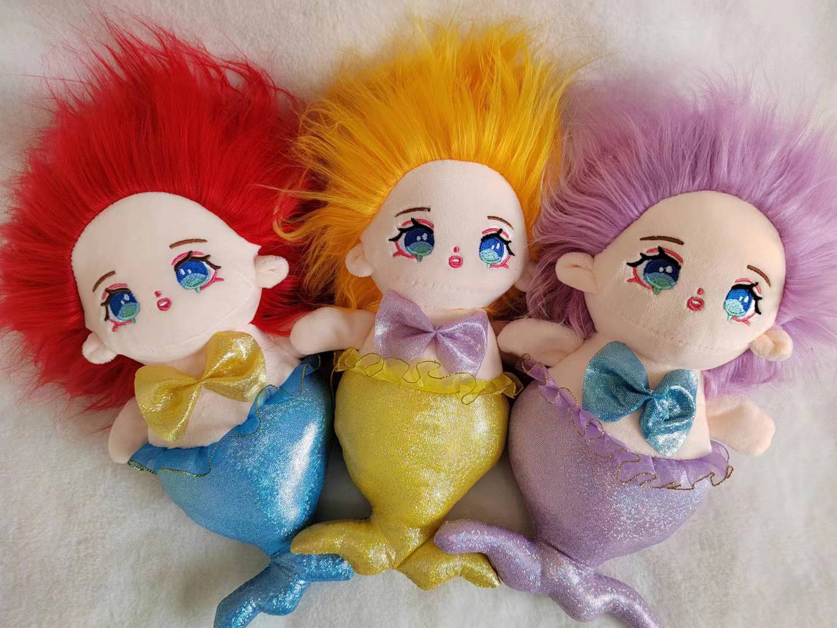 Long hair mermaid cotton doll cute plush trumpet doll doll gift