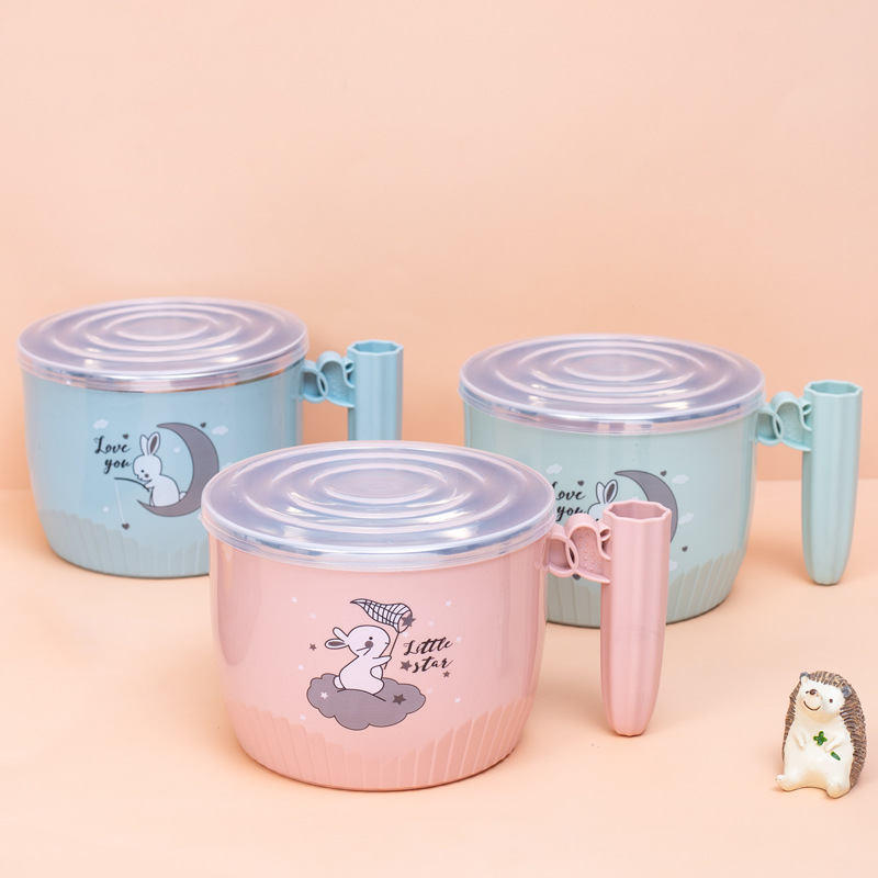 L59-511 stainless steel tableware rice bowls, student cafeteria instant noodle bowls with LIDS, instant noodle cups, dormitory single lunch boxes details Picture