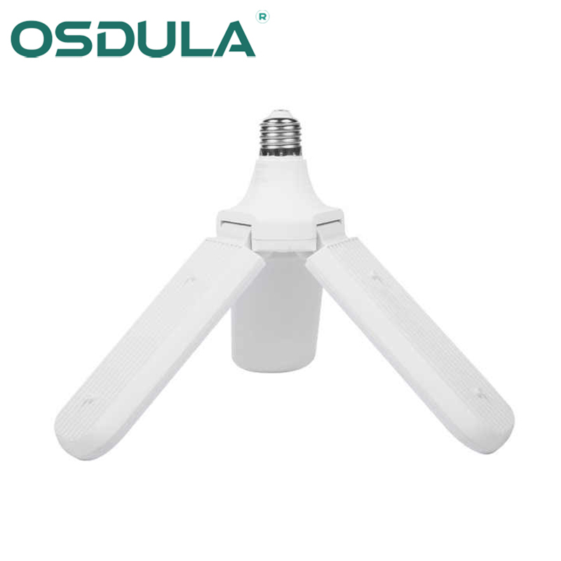 Led Three-Leaf Light Single Pressure Wide Pressure Folding Light Garage Light E27 Super Bright Energy-Saving Household Commercial Leaf Light Item Picture