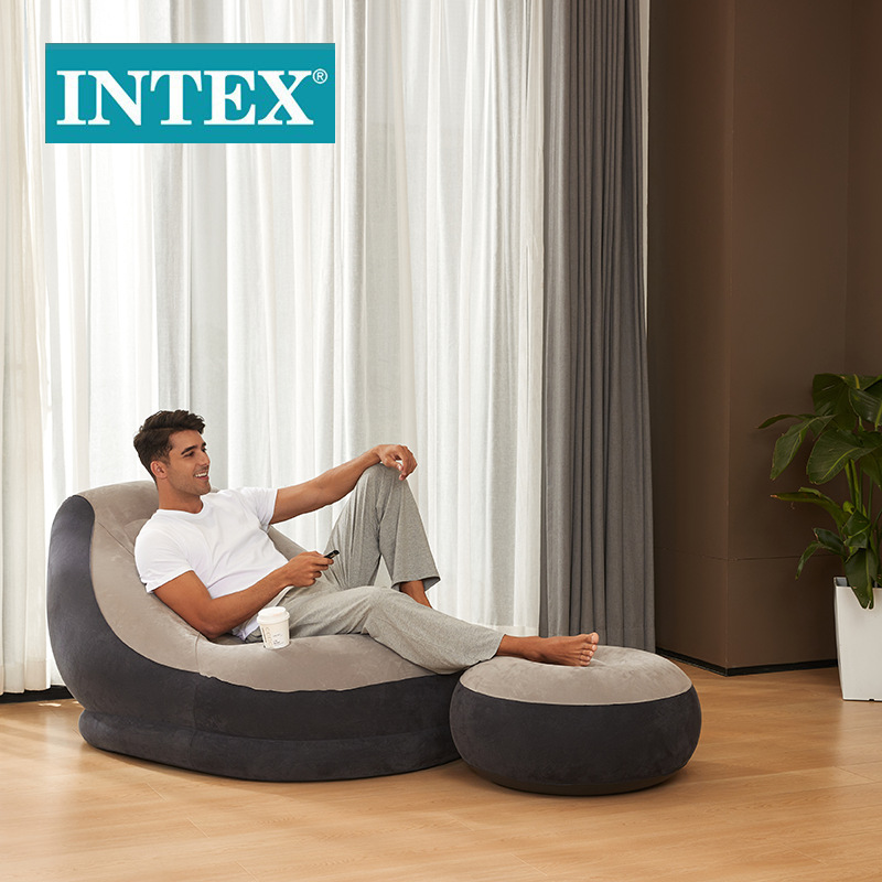 INTEX68564创意充气沙发户外懒人家居座椅 野营沙滩椅脚凳两件套详情图1