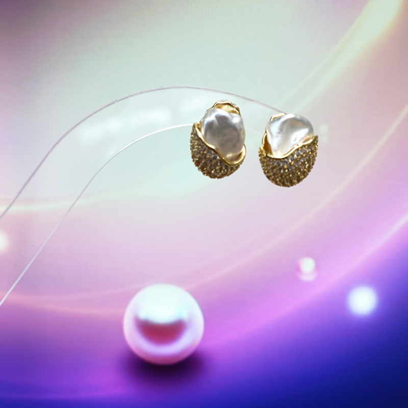 Yiwu Huibo Baodi 068153 Copper plated 14K gold freshwater pearl stud earrings Application Scenario