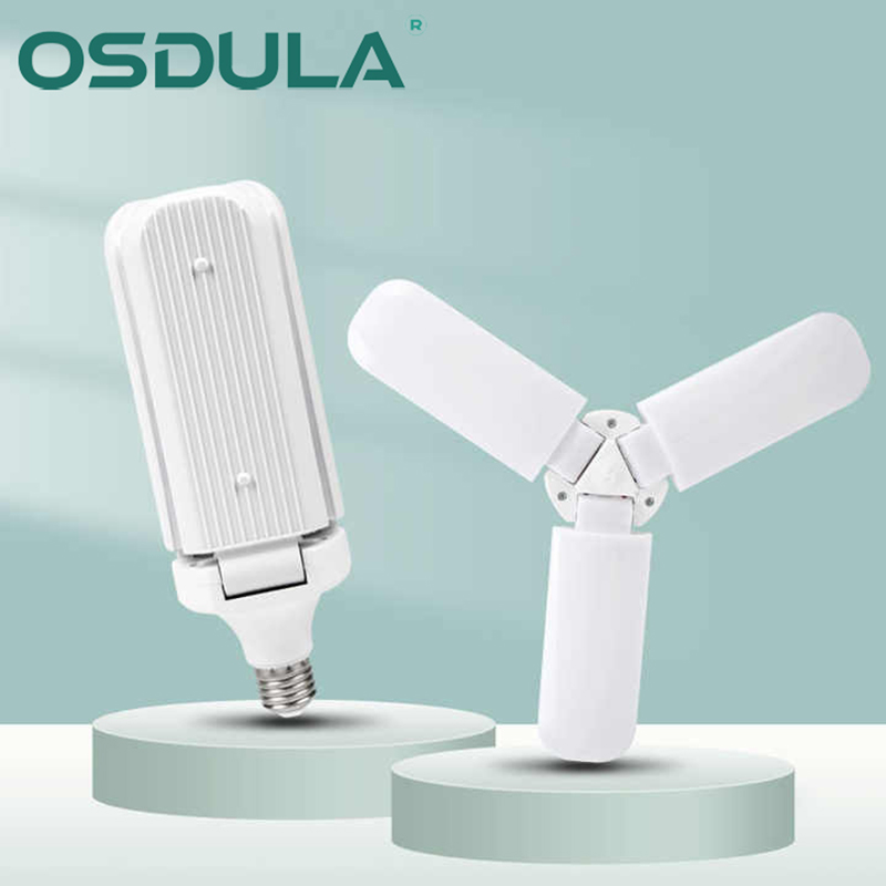 Led Three-Leaf Light Single Pressure Wide Pressure Folding Light Garage Light E27 Super Bright Energy-Saving Household Commercial Leaf Light full figure