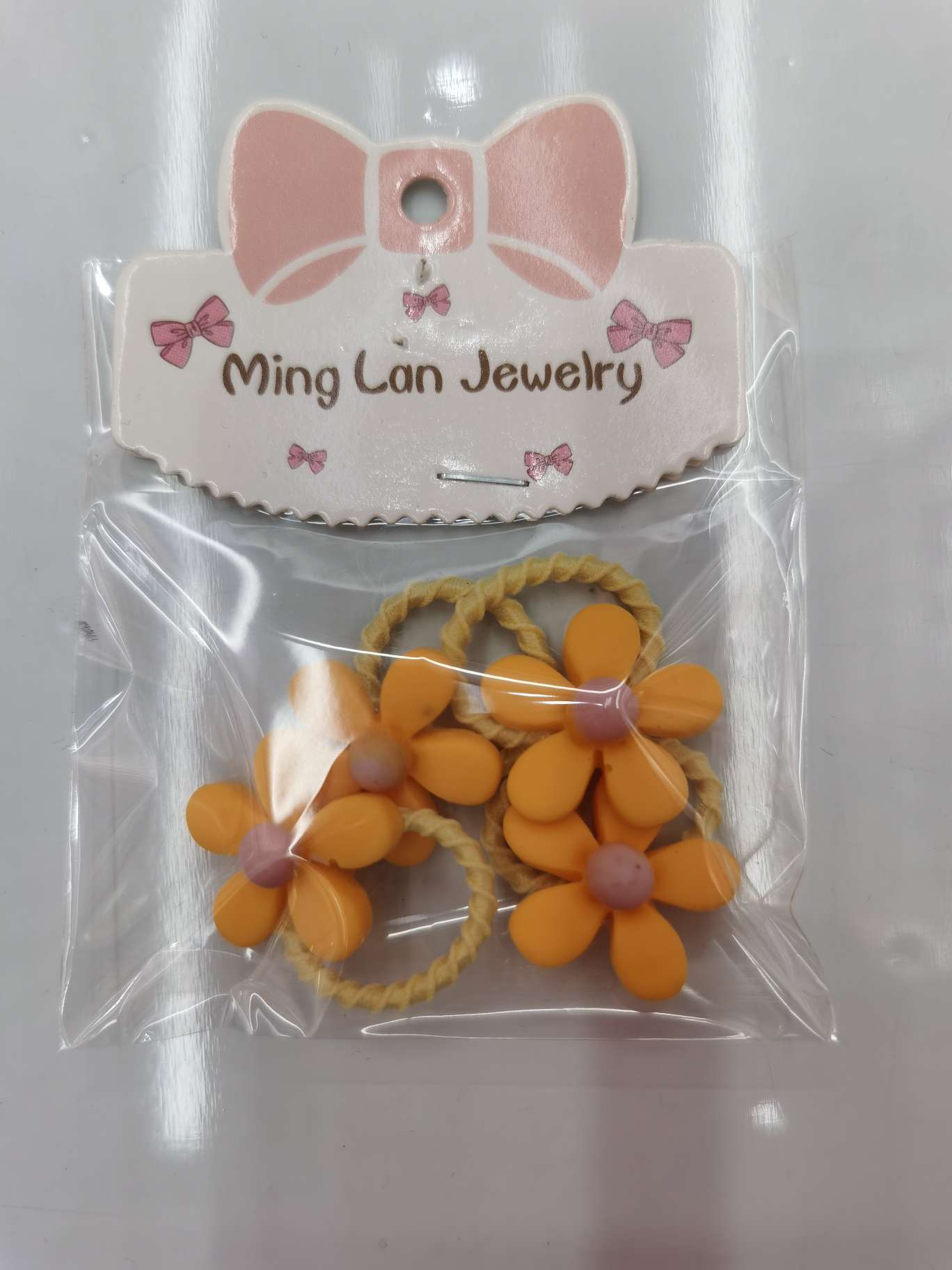 小号树脂小花小皮筋5色一卡每包4个装的皮筋茗兰饰品详情图3