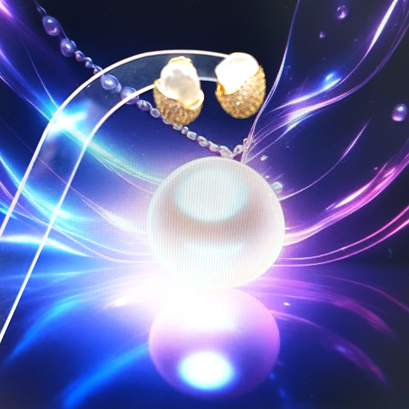Yiwu Huibo Baodi 068153 Copper plated 14K gold freshwater pearl stud earrings full figure