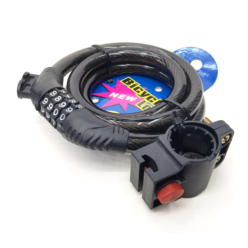 211214 four-digit password lock for bicycle with frame, bicycle steel cable lock, portable circular lock, anti-theft lock for electric bicycle Specification image