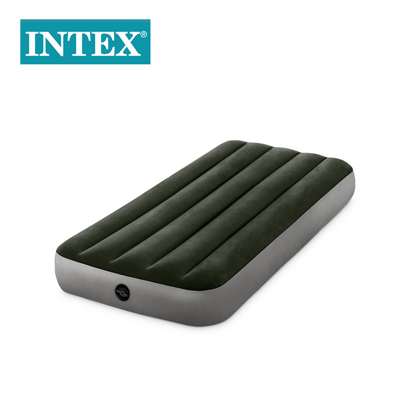 INTEX64106绿色单人植绒线拉空气床略小户外野营充气床垫车载床垫详情图2