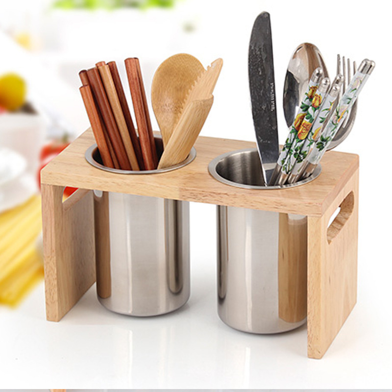 DF99448 Stainless steel chopstick holder, 304 Stainless steel rubber wooden spoons and chopsticks, Korean kitchenware storage cylinder, organizing and storage box, tableware set, DF TRADING HOUSE Specification image