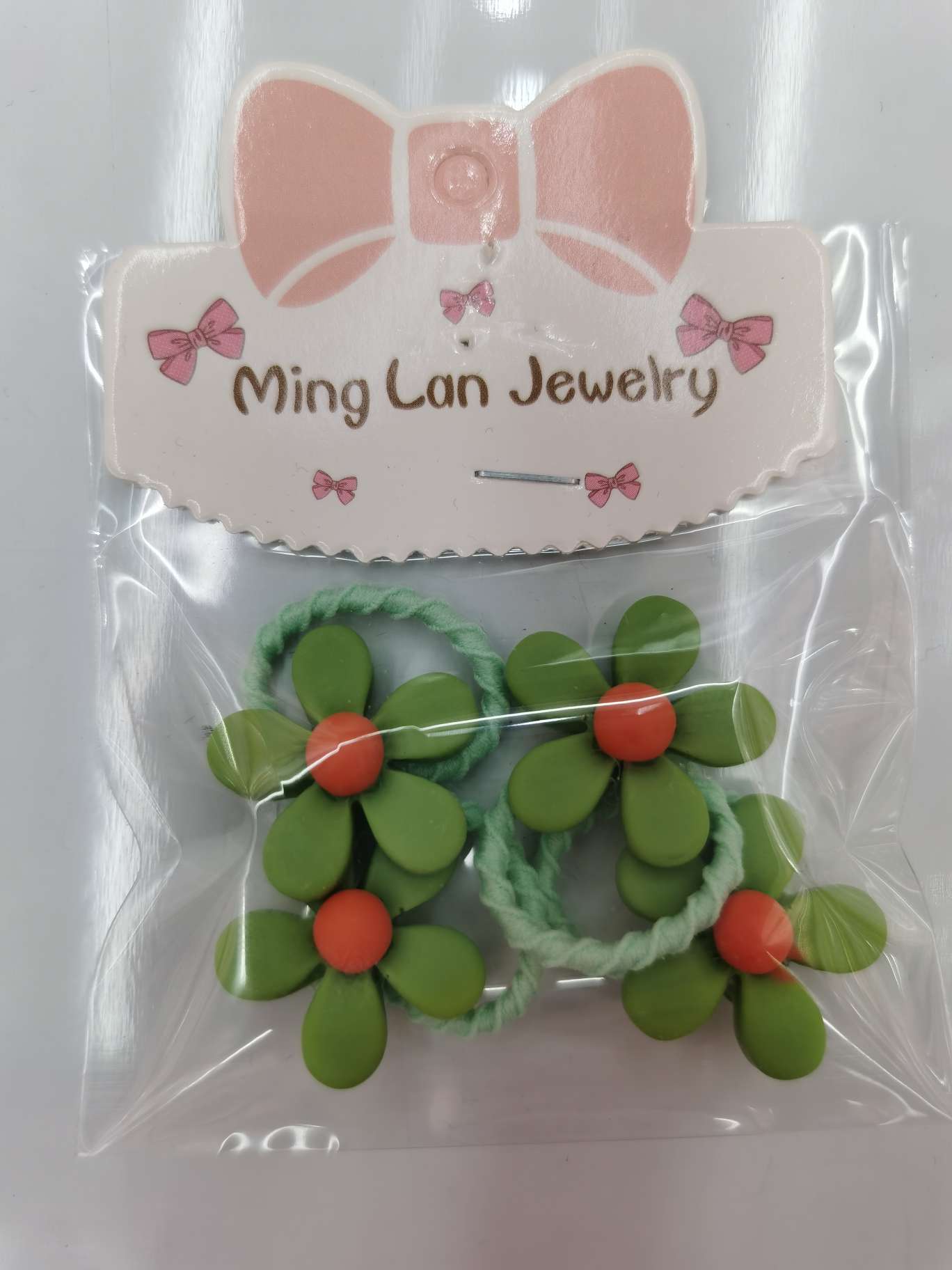 小号树脂小花小皮筋5色一卡每包4个装的皮筋茗兰饰品详情图5
