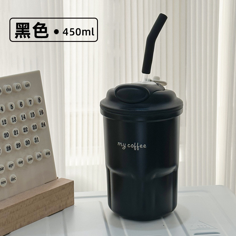 S98-YHSQ6003咖啡保温杯新款简约双饮口水杯高颜值便携吸管随行杯