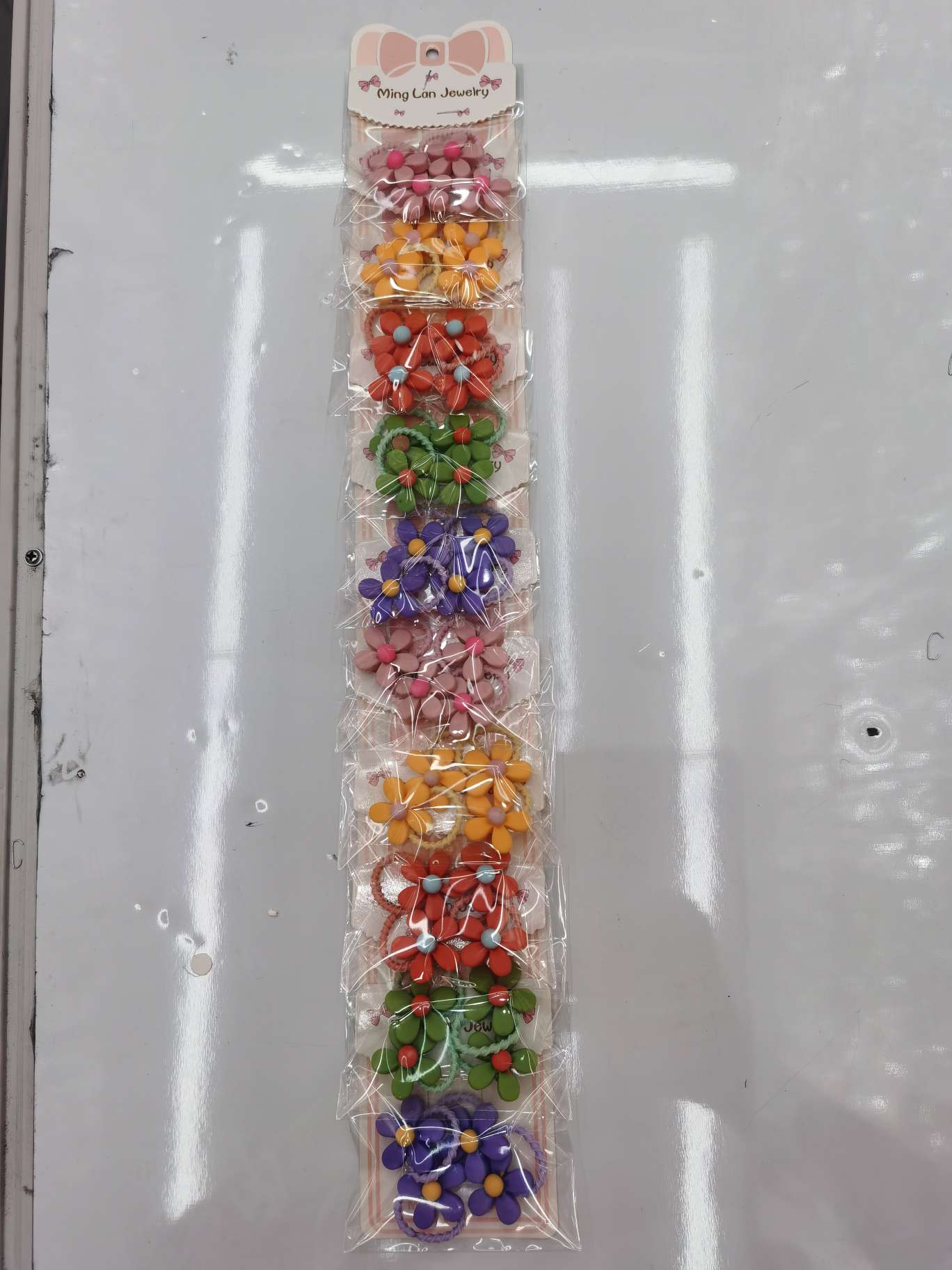 小号树脂小花小皮筋5色一卡每包4个装的皮筋茗兰饰品