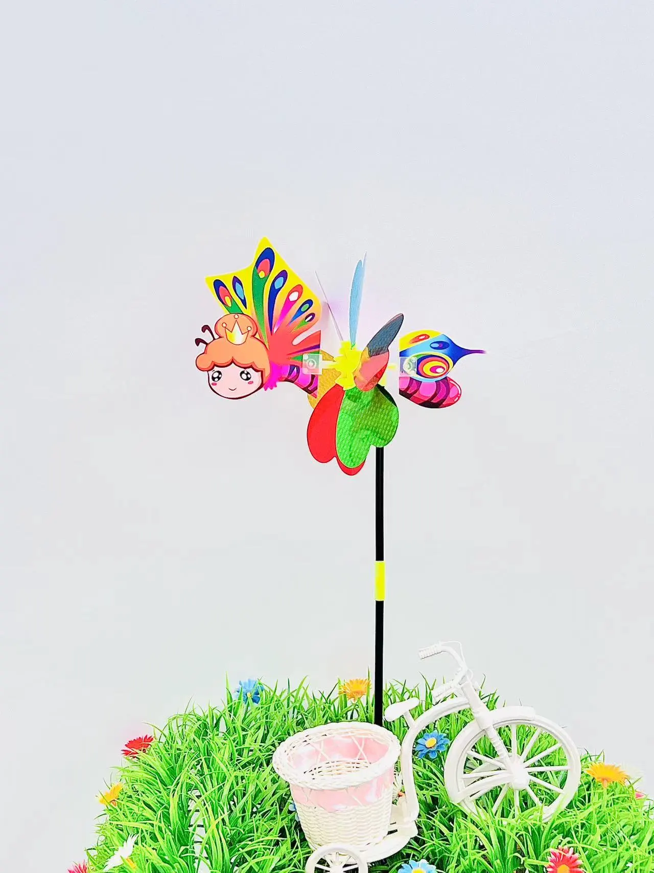 New cartoon animal three-dimensional seven-color sequined tail windmills, children's outdoor toys, festival gifts, park stalls detail image 6