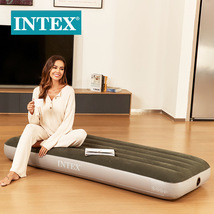 INTEX64106绿色单人植绒线拉空气床略小户外野营充气床垫车载床垫