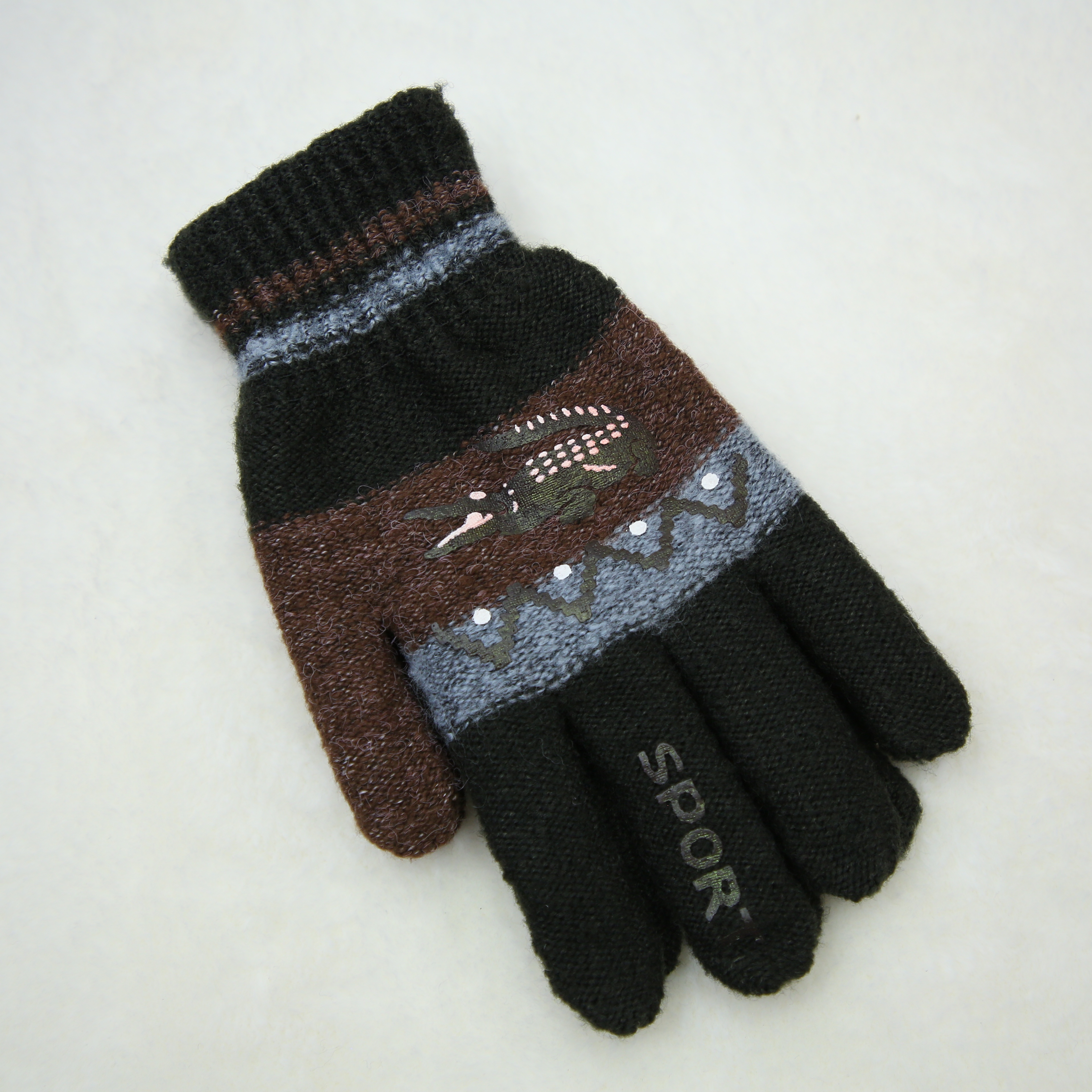 Men's and women's winter fleece, thickened, cold-proof, cycling and warm woolen mohair knitted gloves details Picture