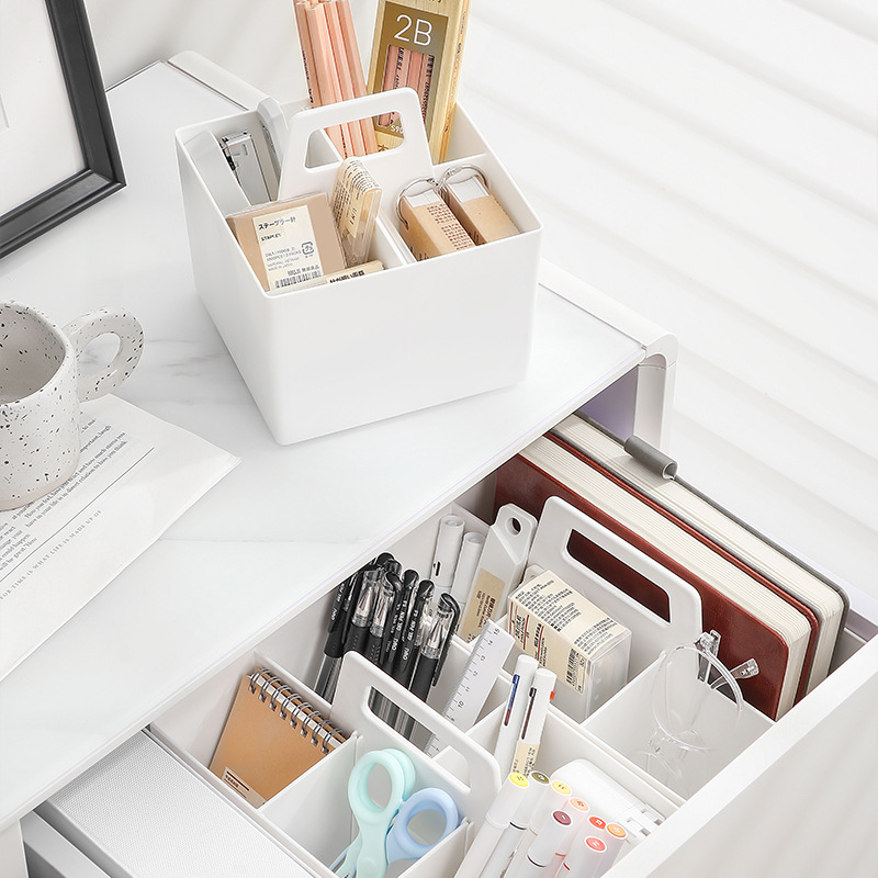 L61-8093 classifiable and stackable storage box, hand-held basket, multi-functional desktop drawer, stationery storage and organization box Specification image