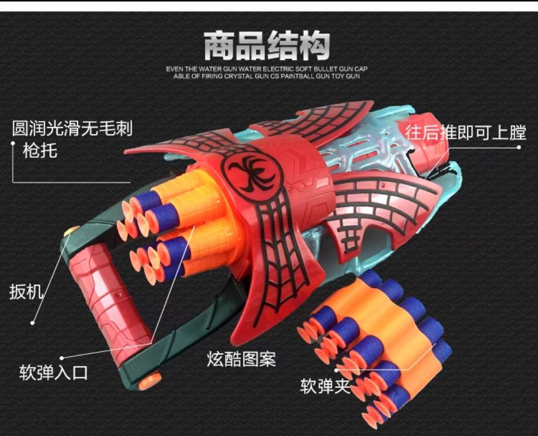 Spider Bullet burst launcher, Hero Glove shooting Soft Bullet gun, Children's manual toy gun, Boy Gift Hero details Picture