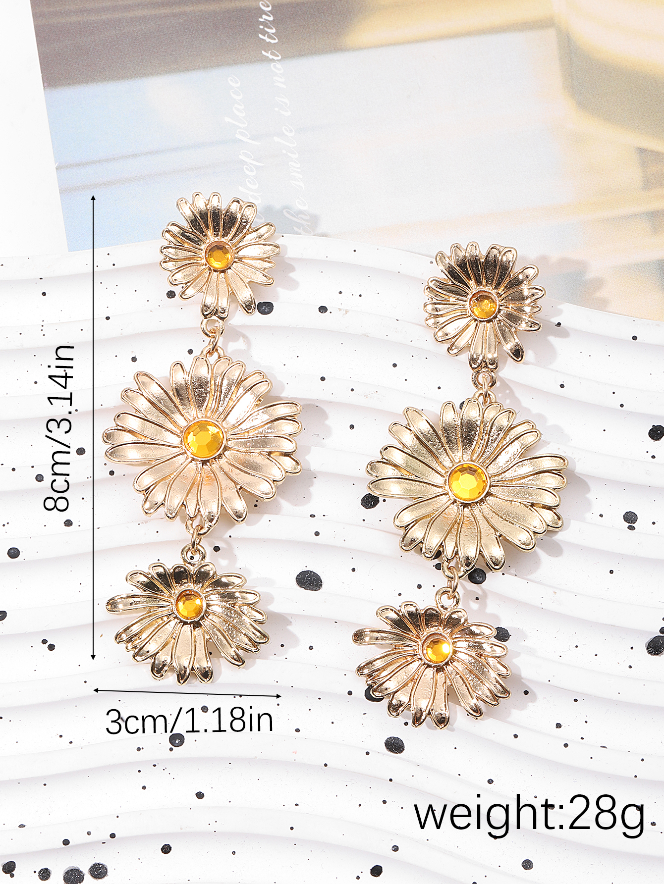 European and American sunflower long flower earrings, exaggerated multi-layer metallic alloy flower ladies' stud earrings Application Scenario