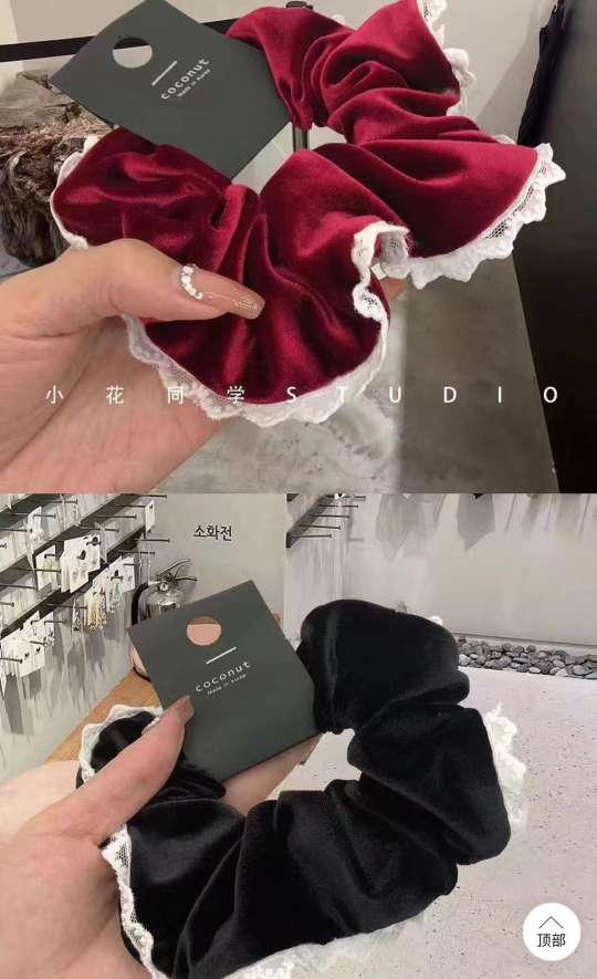 朗丽饰品网红爆款韩版流行布料秋冬新款金丝绒加波浪边大肠圈