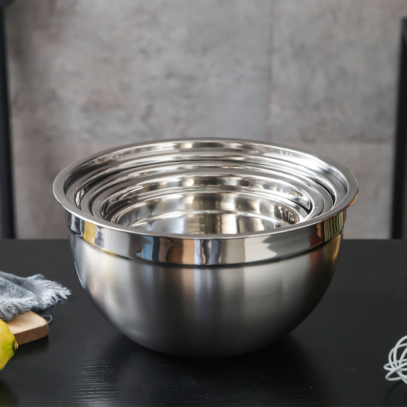 本色沙拉盆/加厚硅胶底/防滑不锈钢打蛋盆/家用厨房洗/DF TRADING HOUSE产品图