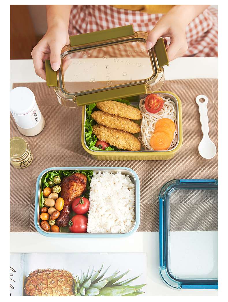 L59-2311 food-grade stainless steel insulated box with lid, portable and water-filled lunch box, student lunch box detail image 10