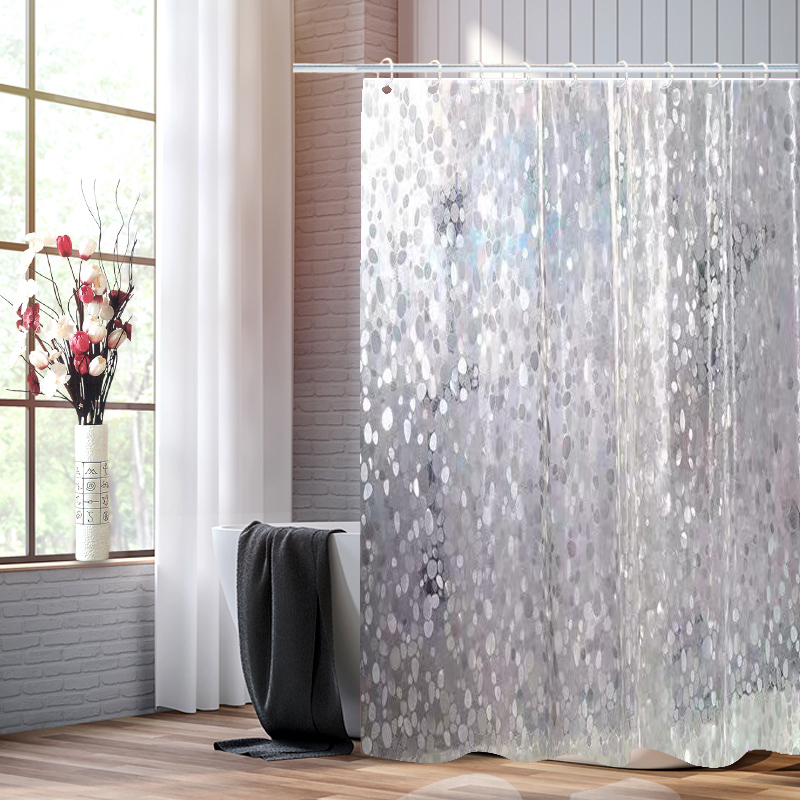 Factory Direct Jie Shang Shower Curtain New Small Stone 3D Shower Curtain Waterproof Bathroom Bathroom Partition Curtain Pvc Bag Dry And Wet Separation