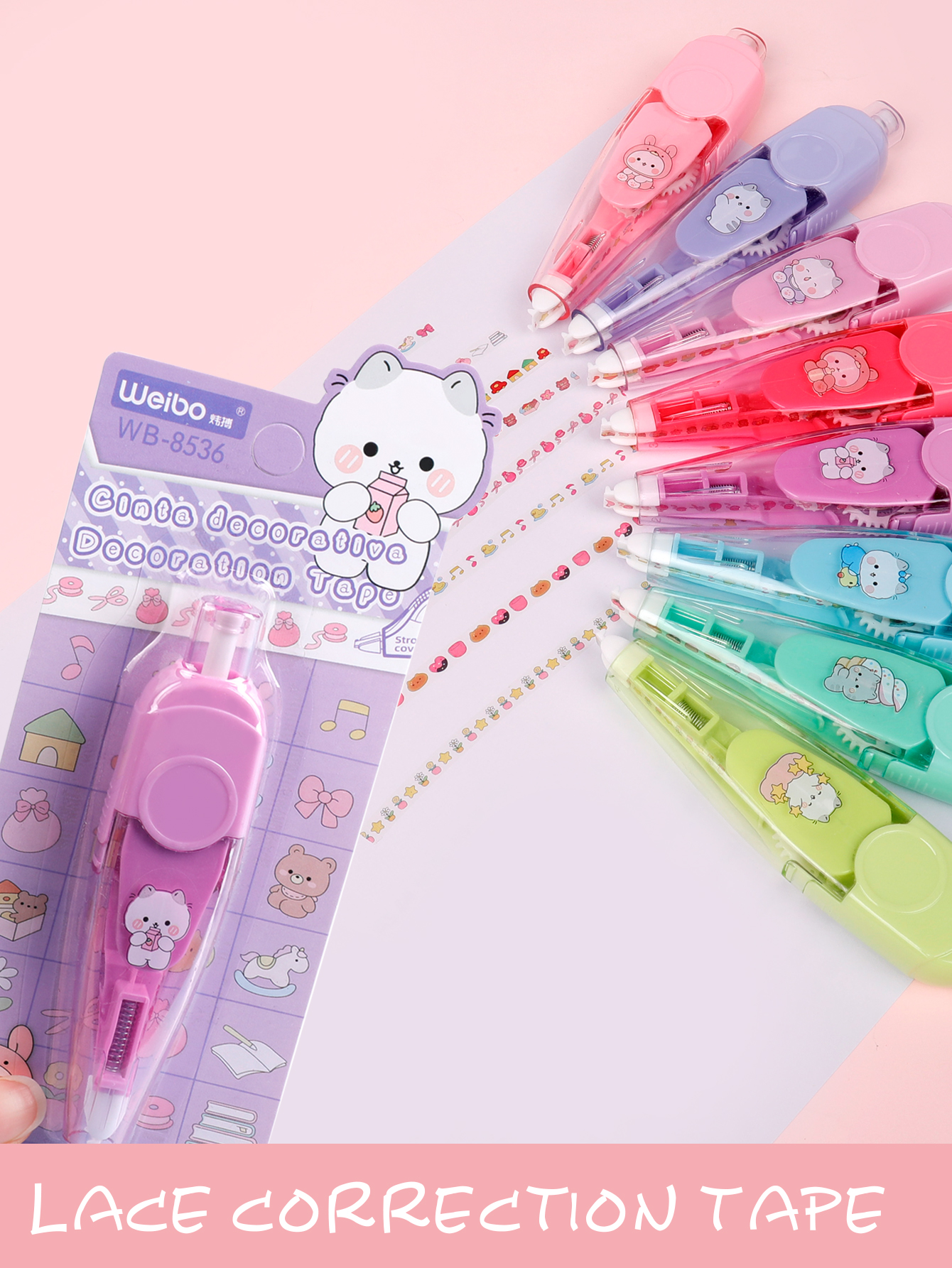 Weibo Stationery student cartoon Press lace Correction Tape, photo album planner, decorative tape, portable and cute girl's diary Weibo Stationery student cartoon Press lace Correction Tape, photo album planner, decorative tape, portable and cute girl's diary
