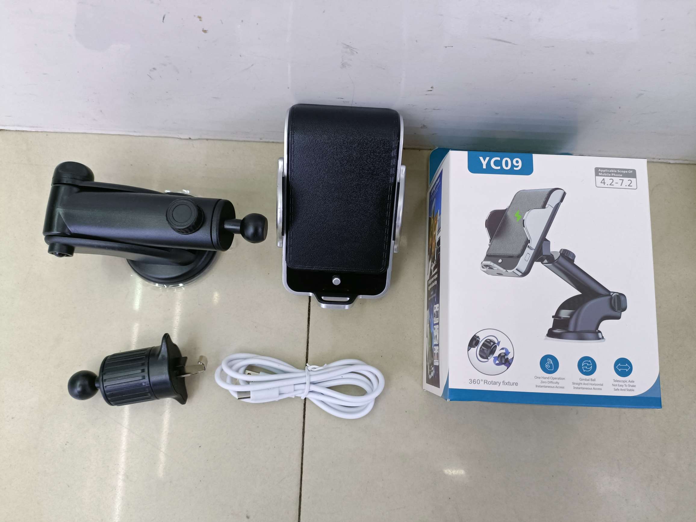 YC09 Wireless charging mobile phone stand 15W fast charging suction cup stand + air outlet stand dual-purpose car stand full figure
