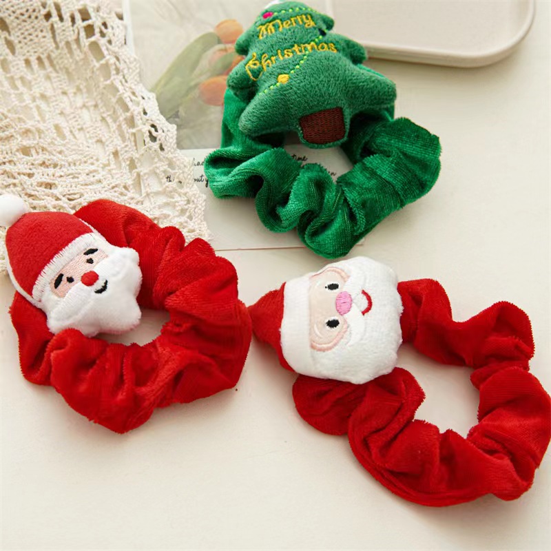 Christmas cartoon large intestine ring, plush hair ring, plush hair accessory, head accessories, European and American Binhan accessories 666 details Picture