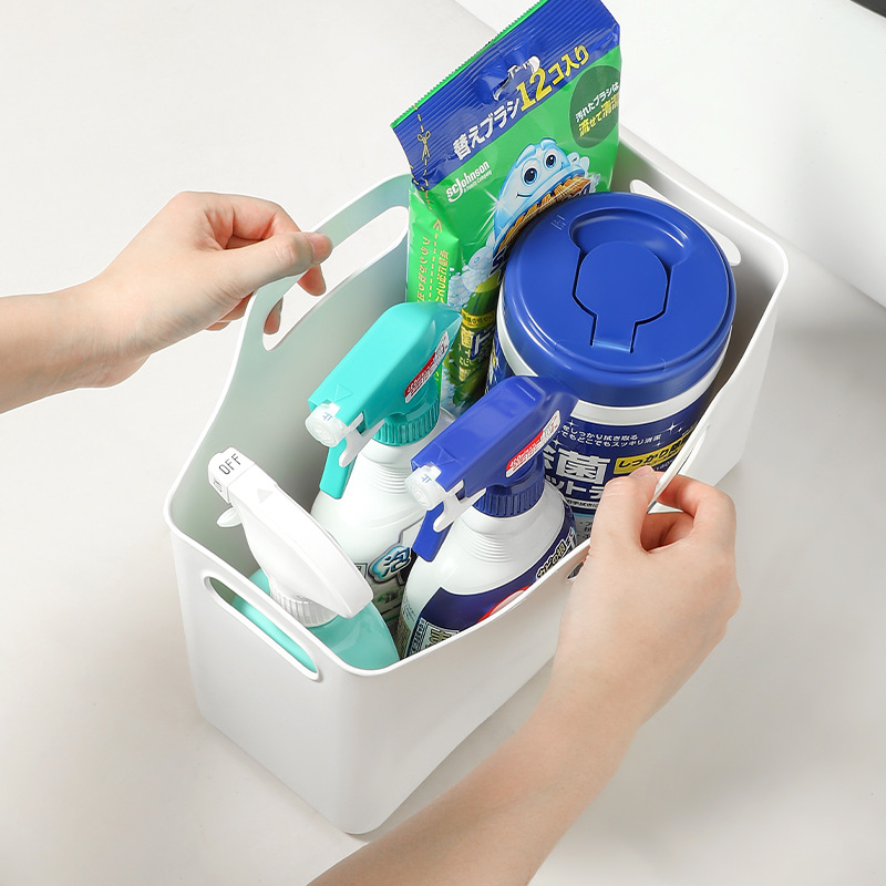 L61-8080 Household sundries storage basket, desktop cabinet, rectangular small basket, transparent home bathroom storage basket Specification image