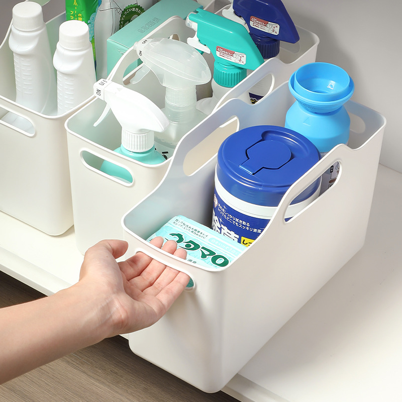 L61-8080 Household sundries storage basket, desktop cabinet, rectangular small basket, transparent home bathroom storage basket