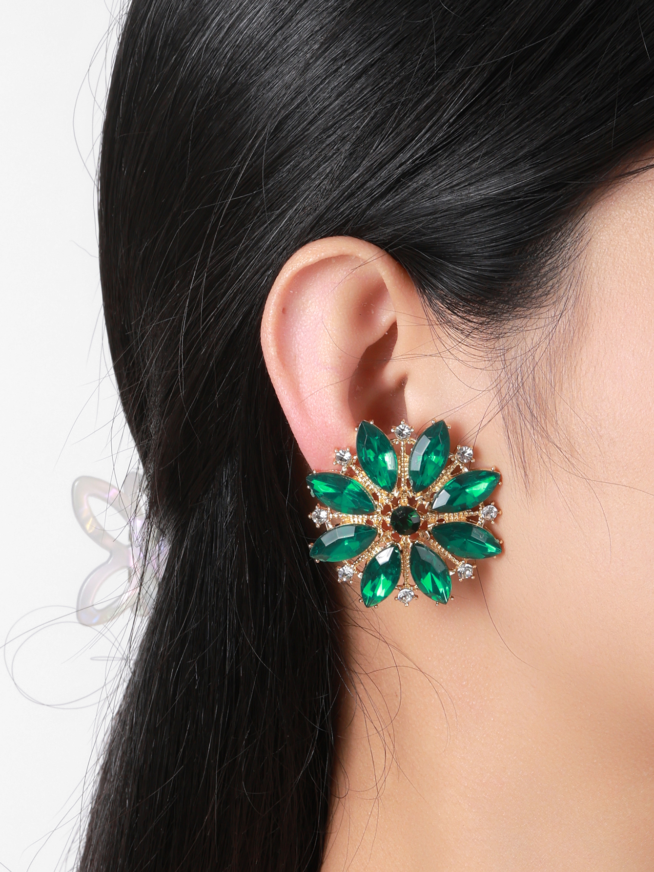 European And American Medieval Diamond Flower Geometric Earrings Retro Exaggerated Design Sense Earrings Niche Fashion High Sense Women's Earrings Specification drawing